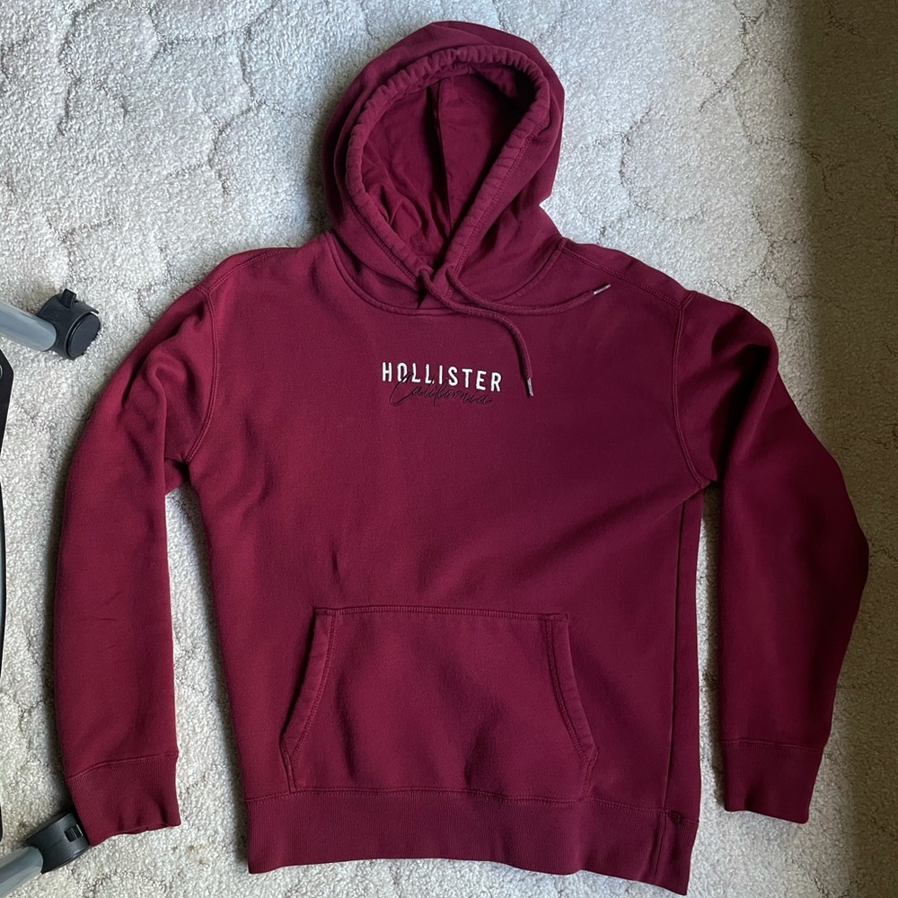 Dark Red Hollister Logo Hoodie